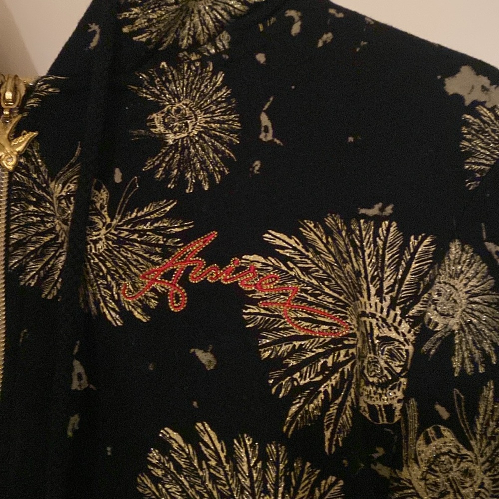 Avirex vintage skull black/gold hoodie size men’s large. - Picture 2 of 6